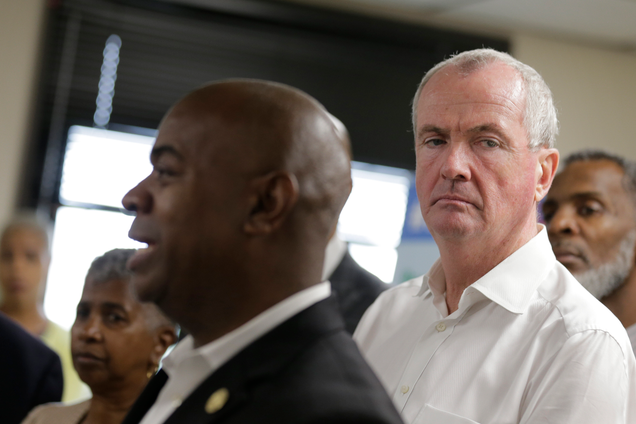 Newark Mayor Ras Baraka, left, with New Jersey Governor Phil Murphy to his right.